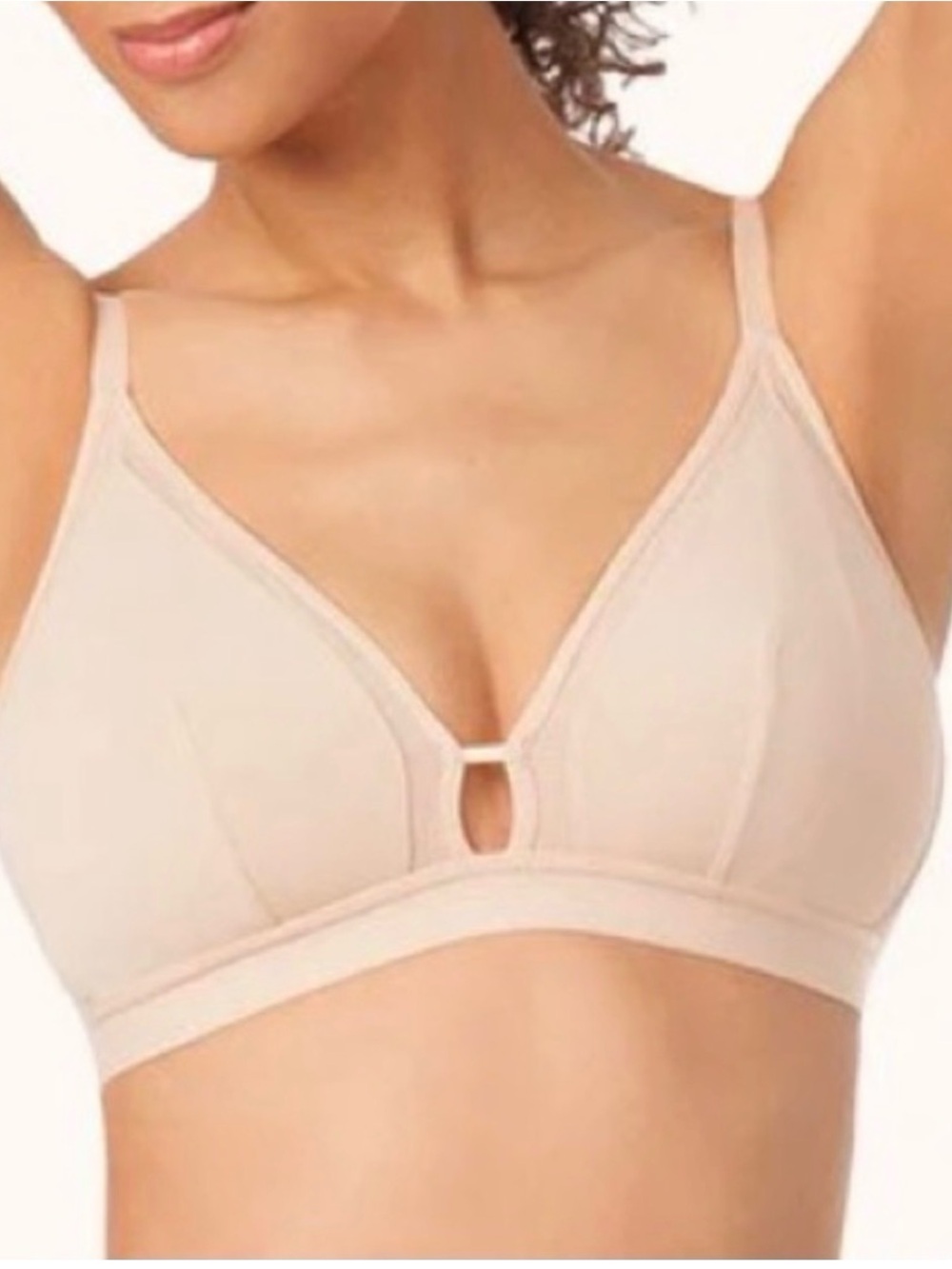 The Mesh Trim Padded Bralette: Toasted Almond - L